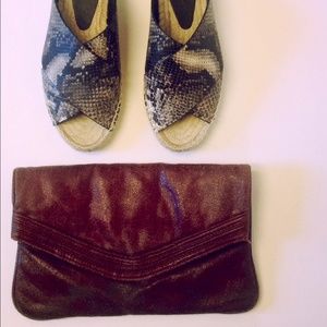 Vintage Maroon Red Large Envelope Mirror Clutch